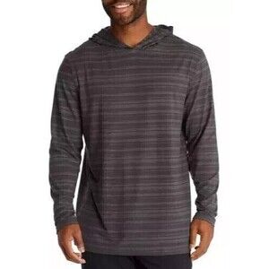 PGA TOUR Mens Textured Stripe Performance Asphalt Golf Hoodie Shirt Gray Size M